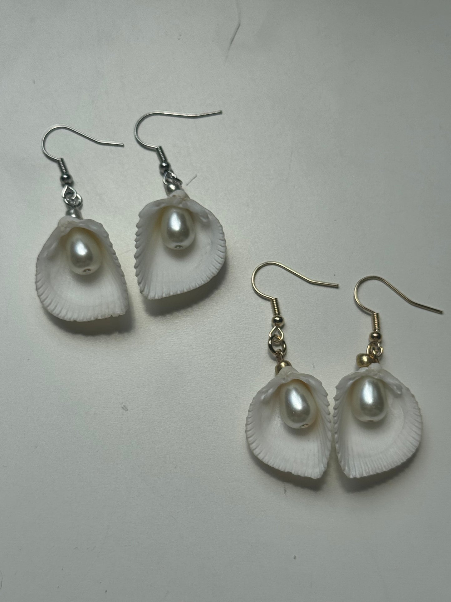 shell teardrop pearl earrings