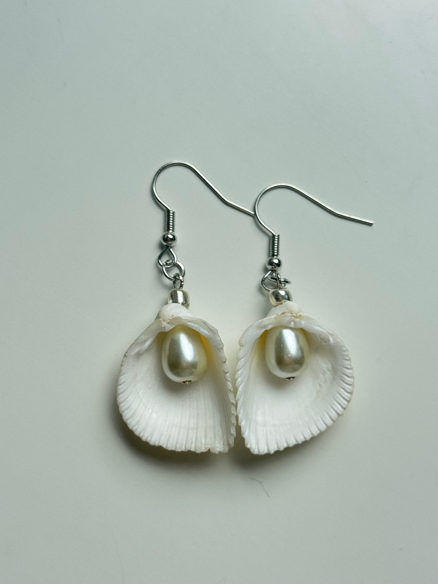 shell teardrop pearl earrings